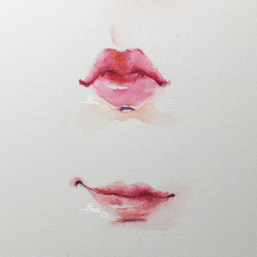 水彩人物五官教程水彩步骤|绘画习作|插画|小熊