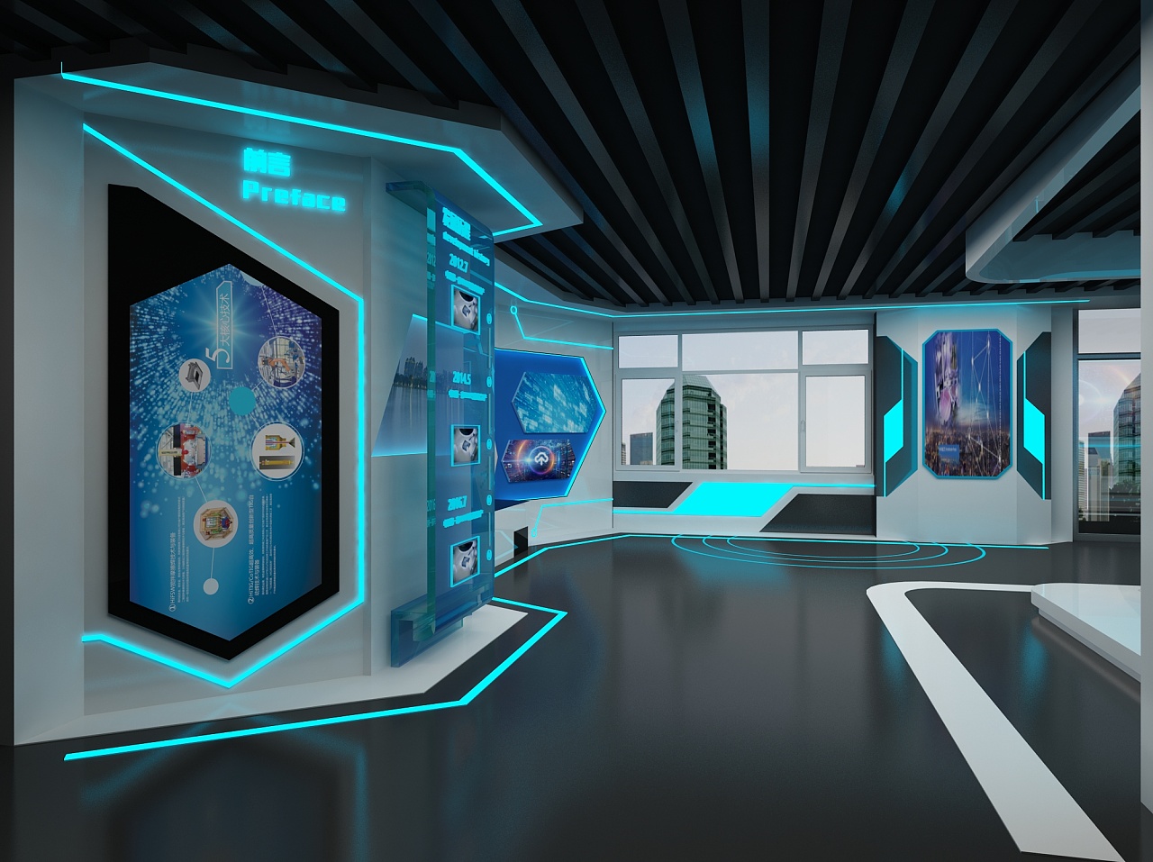 企业科技展厅展示设计3d效果图