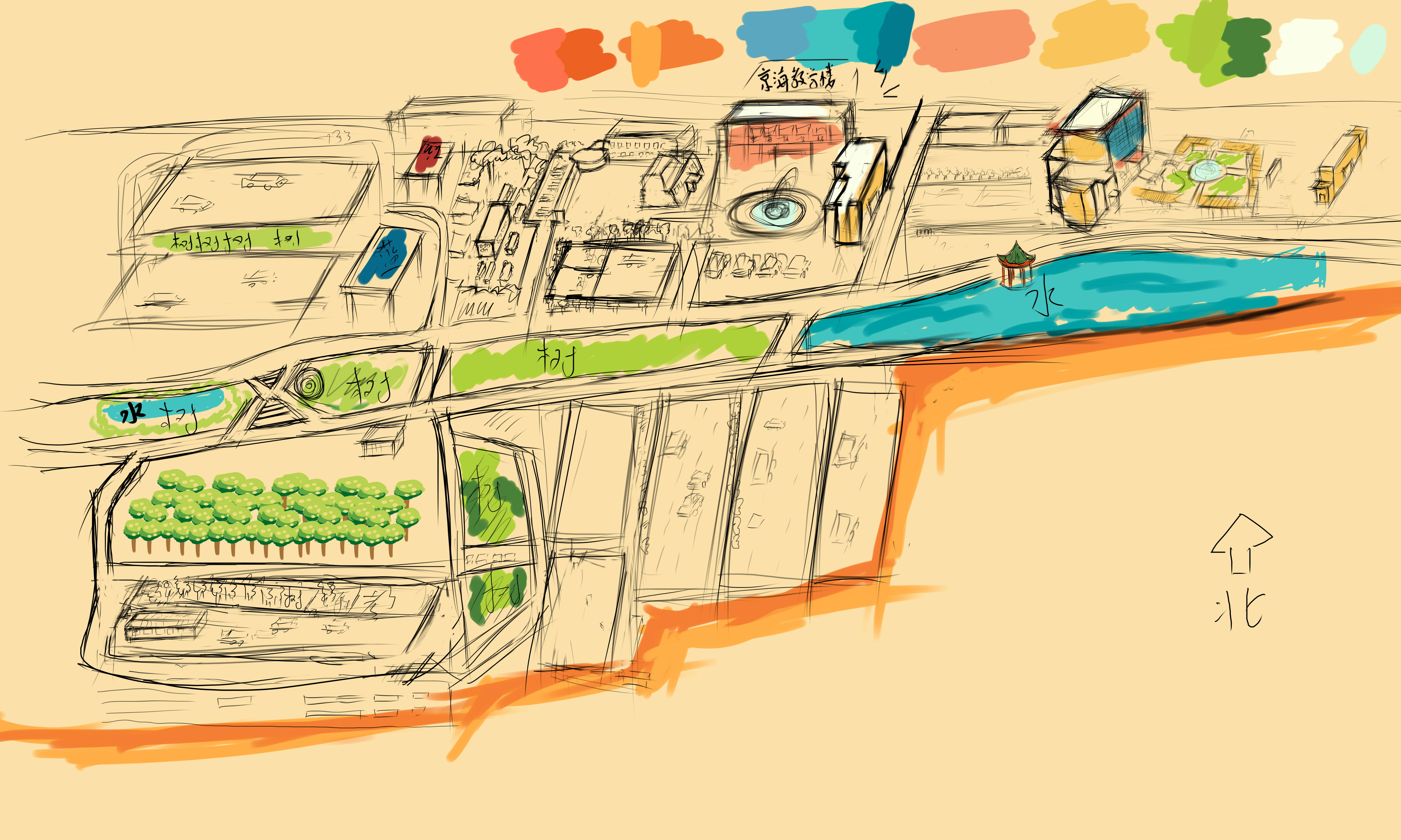 海淀驾校手绘地图|插画|商业插画|一美圆 - 原创