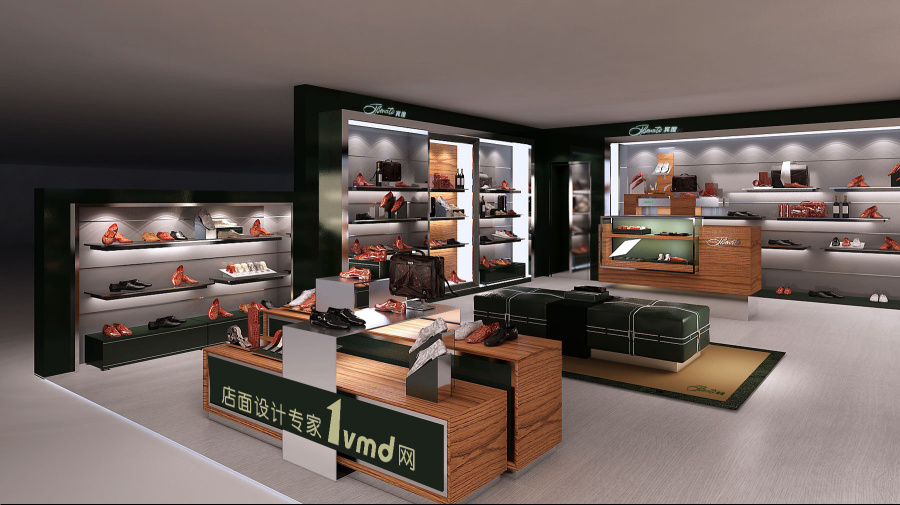宾度高档男鞋店面装修设计效果|展示\/橱窗\/店面