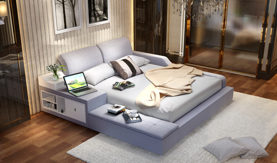 现代布衣榻榻米床 淘宝家具3D效果图制作,床3