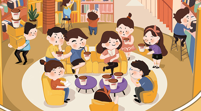 香飘飘奶茶微博5.15-5.19日的插画