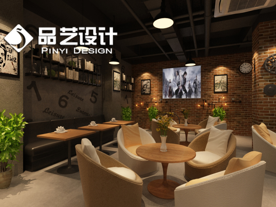 休闲网咖设计 网咖装修设计 loft风格 工业风格网