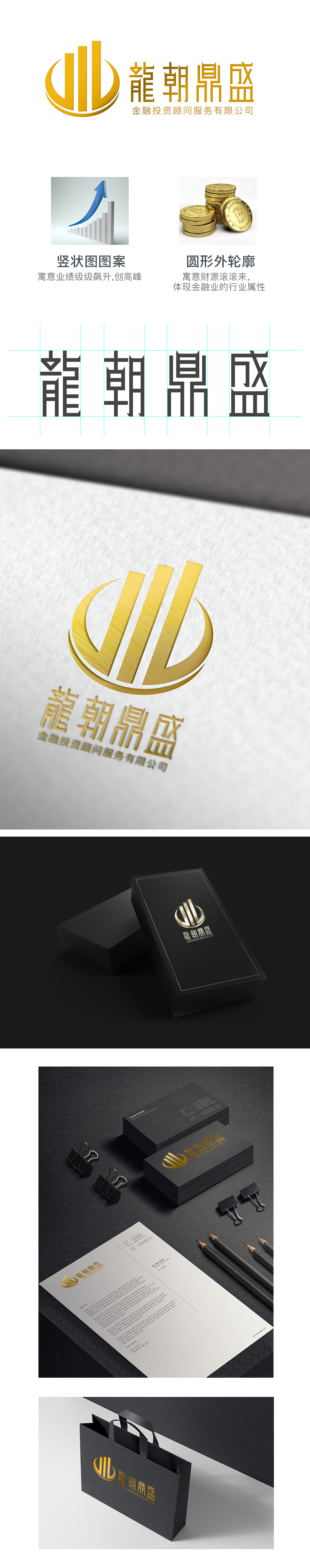 龙朝鼎盛 创意品牌 金融投资理财行业 品牌 logo 标志 名片 vi设计