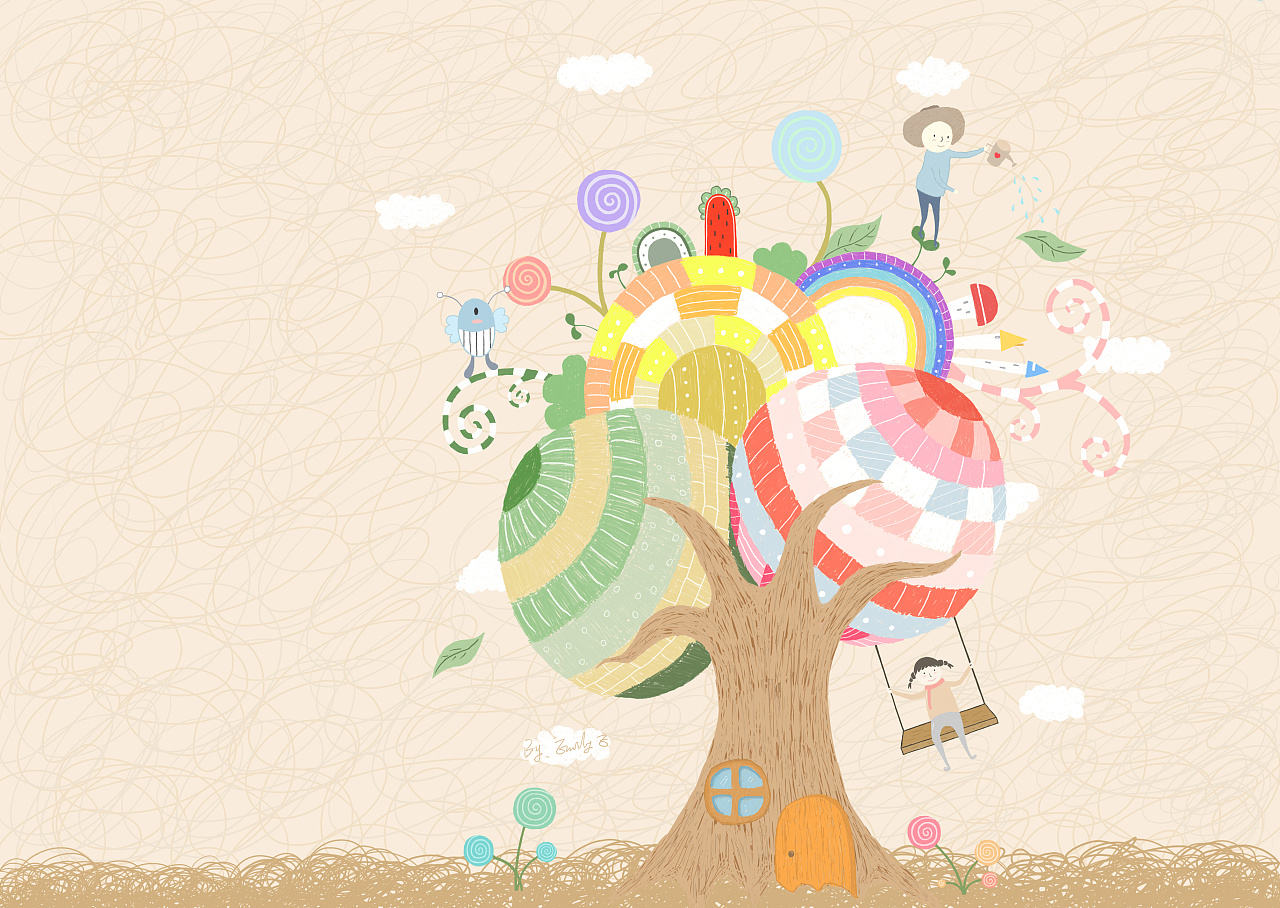 糖果味的童年|插画|儿童插画|谧谧不是秘密 - 原创