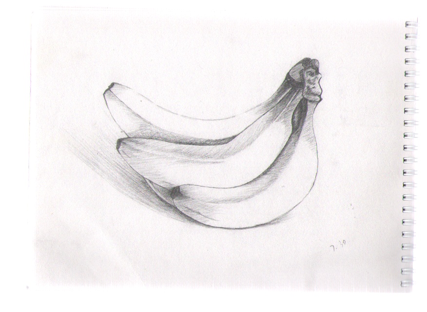素描作品 香蕉素描 水果素描 手绢素描
