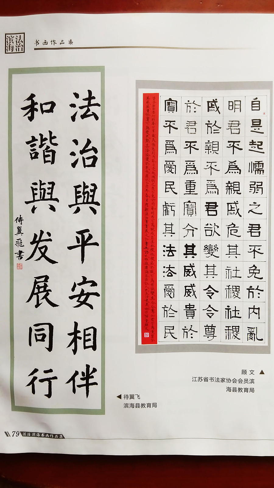 法治滨海书画展作品集出版,我的书法作品有幸