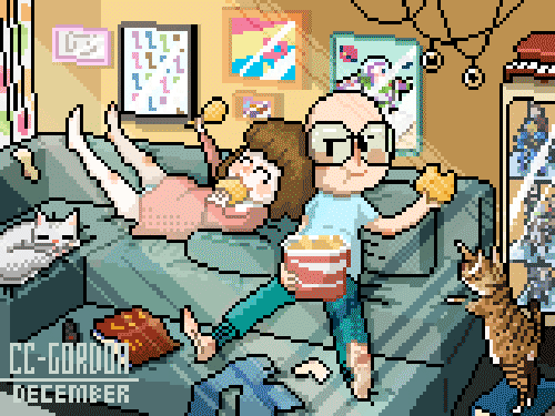 有时候幸福就是一个全家桶|插画|像素画|cc是个蛋