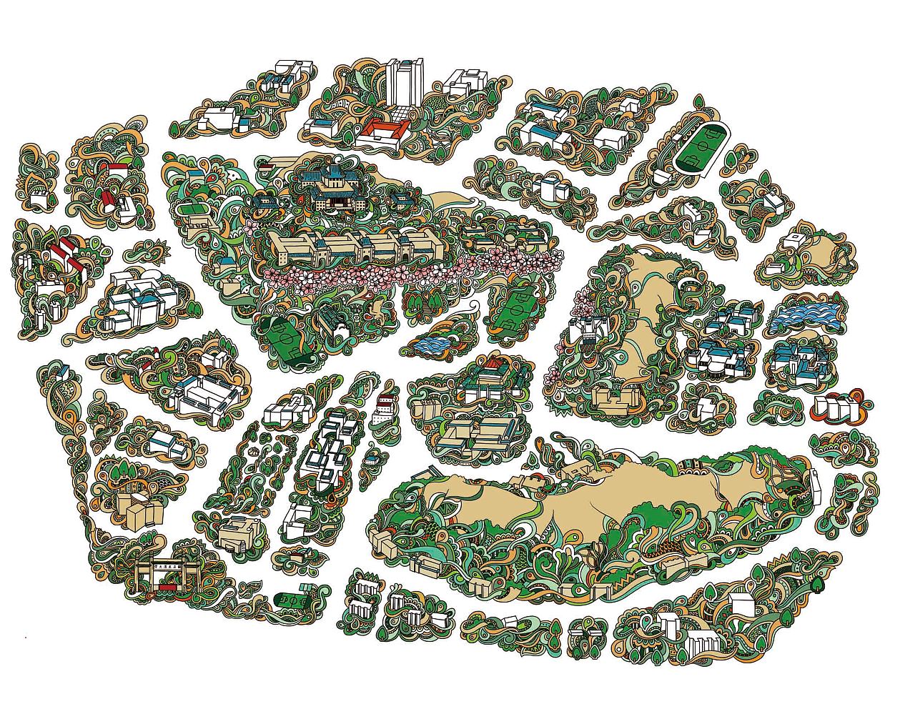武汉大学手绘地图图片