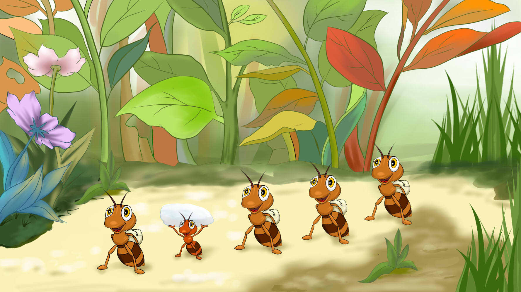 【源文件】手绘儿童教育蚂蚁大力士动画