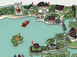 大明湖手绘地图