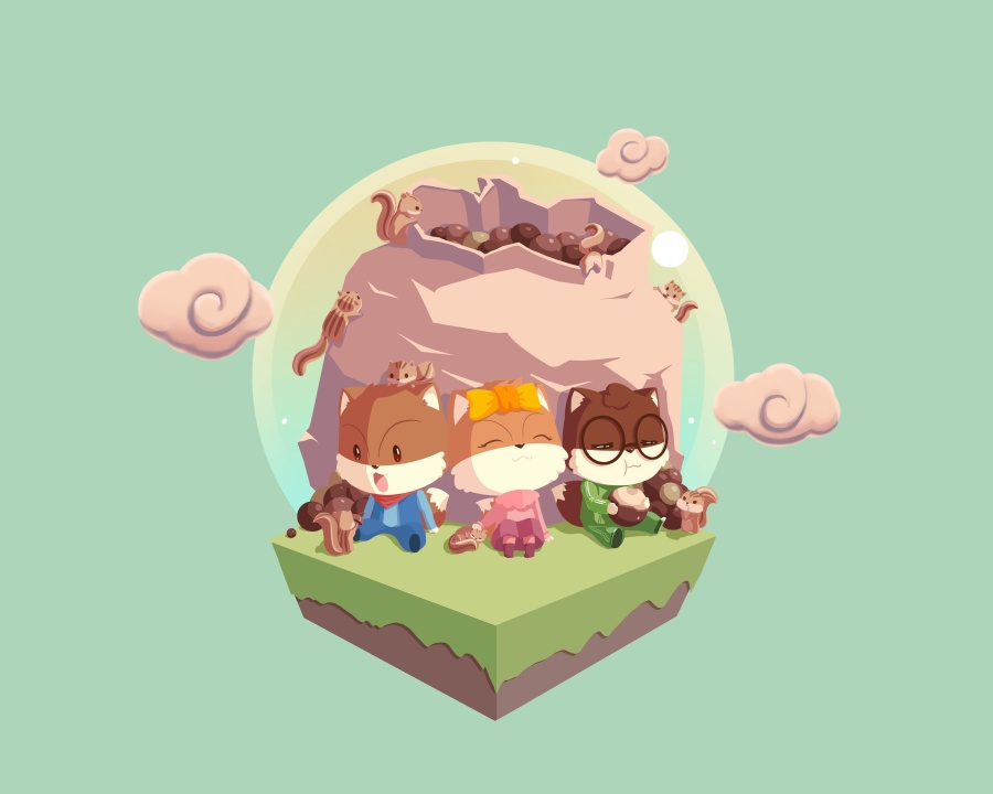 【三只松鼠】手机壁纸|商业插画|插画|松鼠萌工