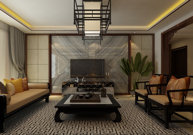 【幸福城装修】幸福城123平中式风格三居室装