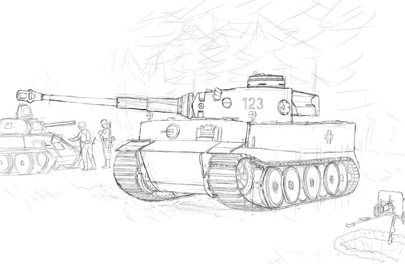 二战德国 虎式坦克(极初期型)|商业插画|插画|钟馗