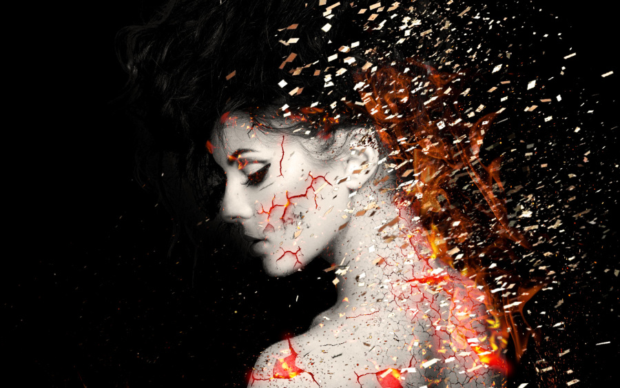 【PS】火焰人物图案 碎片 合成 基础学习, 简单