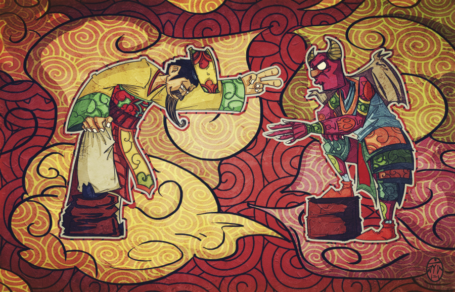 涿鹿猜拳大战|绘画习作|插画|小金JinR - 原创设