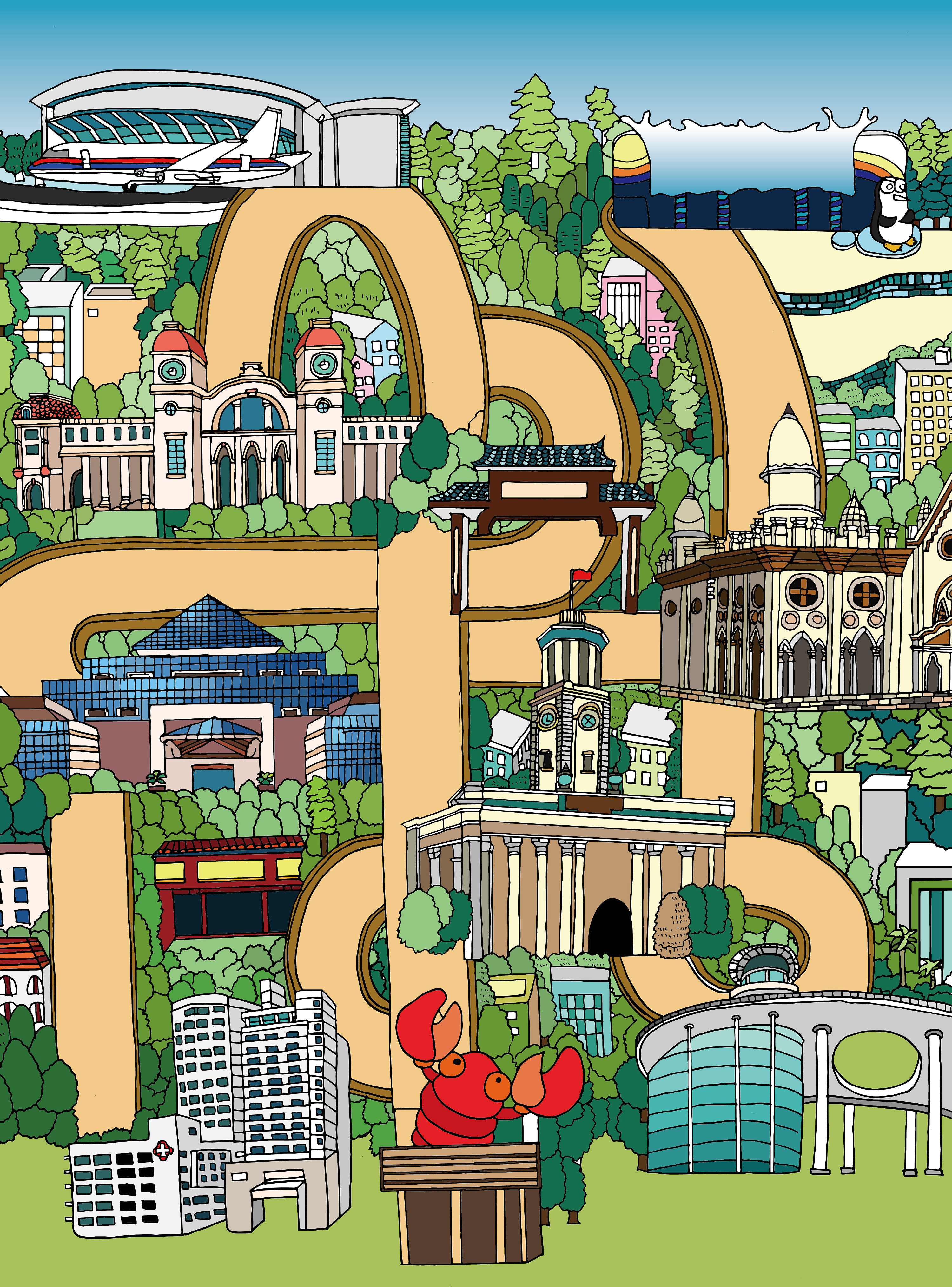 武汉手绘旅游地图