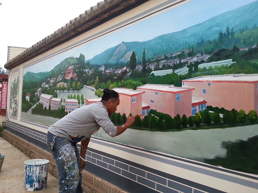 建设彩绘云南美丽乡村建设墙体彩绘手绘壁画墙