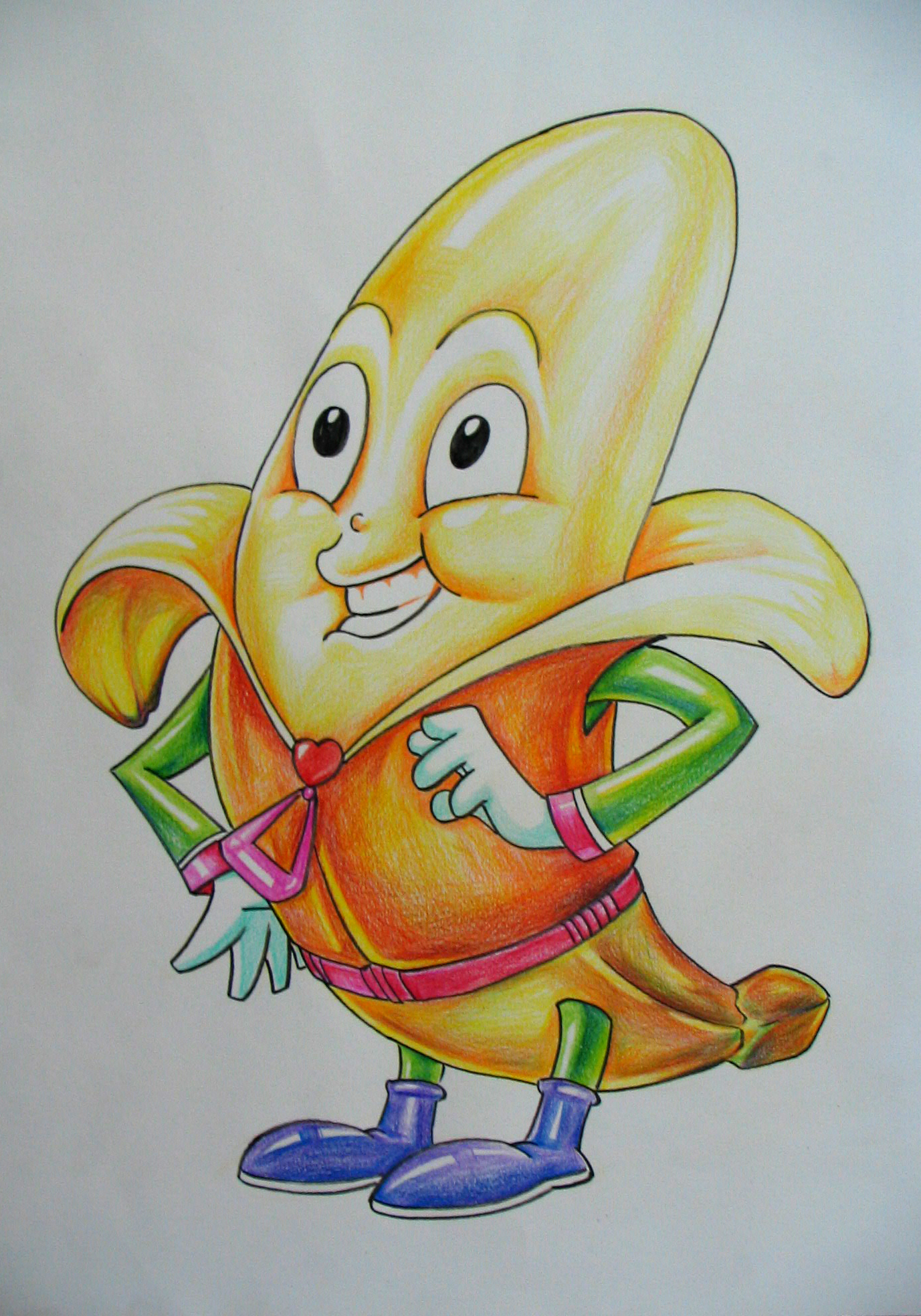 彩铅卡通水果香蕉|插画|儿童插画|超萌绘 - 原创作品