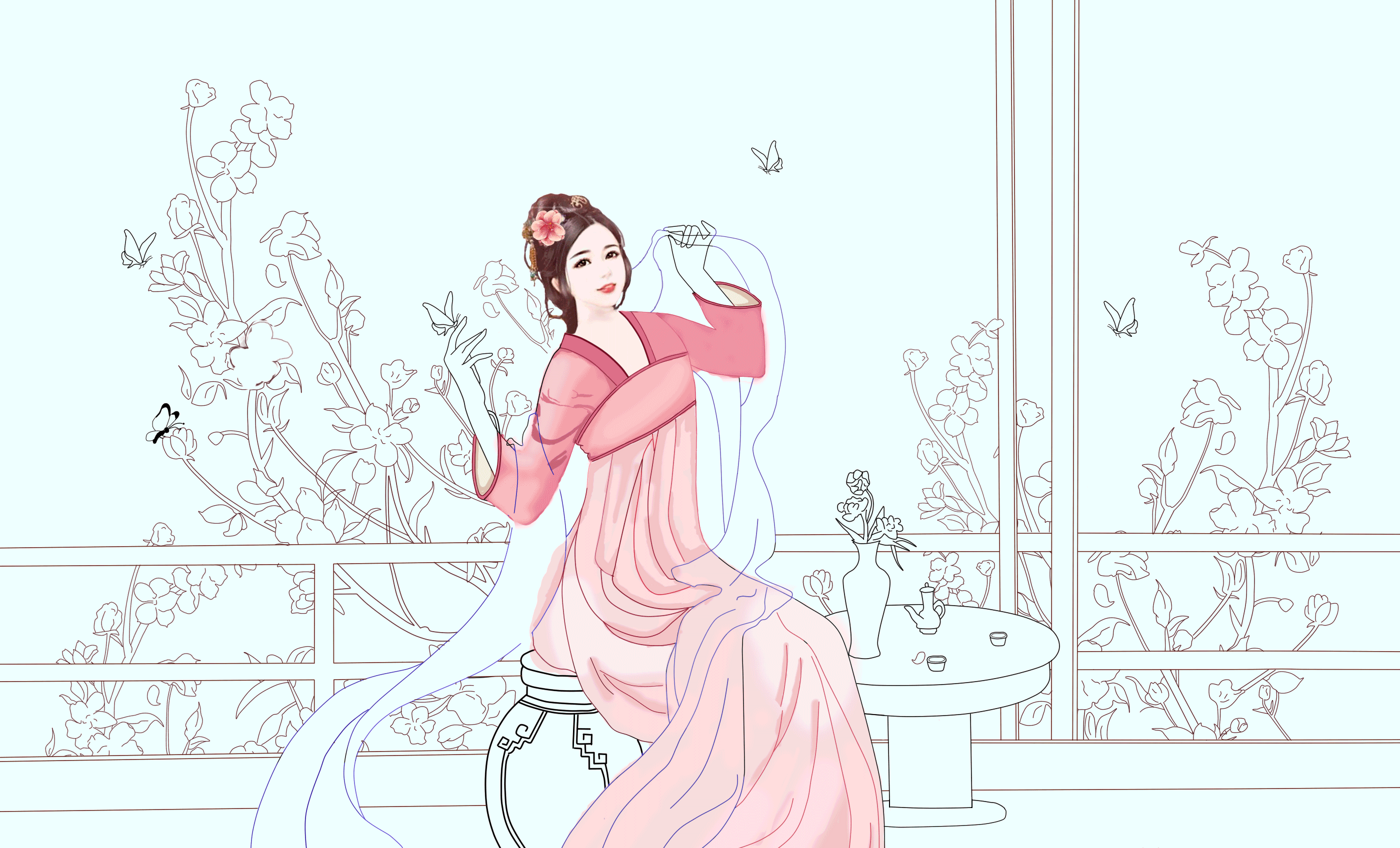 三八女王节电商页面设计淘宝首页桃花颜方回春堂页面设计