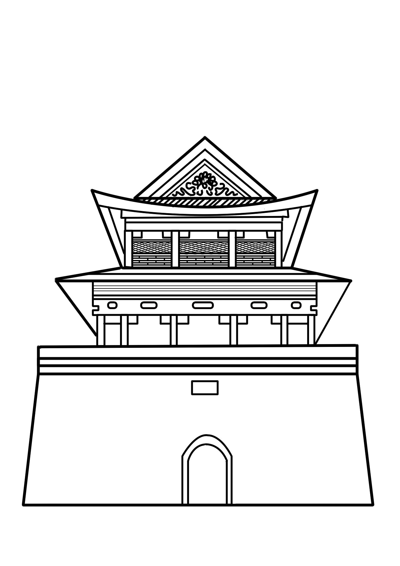天津标志建筑线描手绘