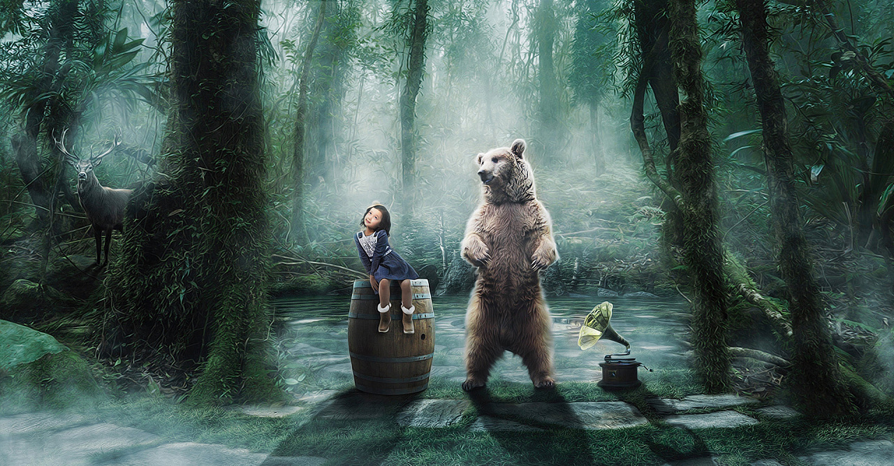 童装创意海报1920全屏之奇幻空间森林之旅|网