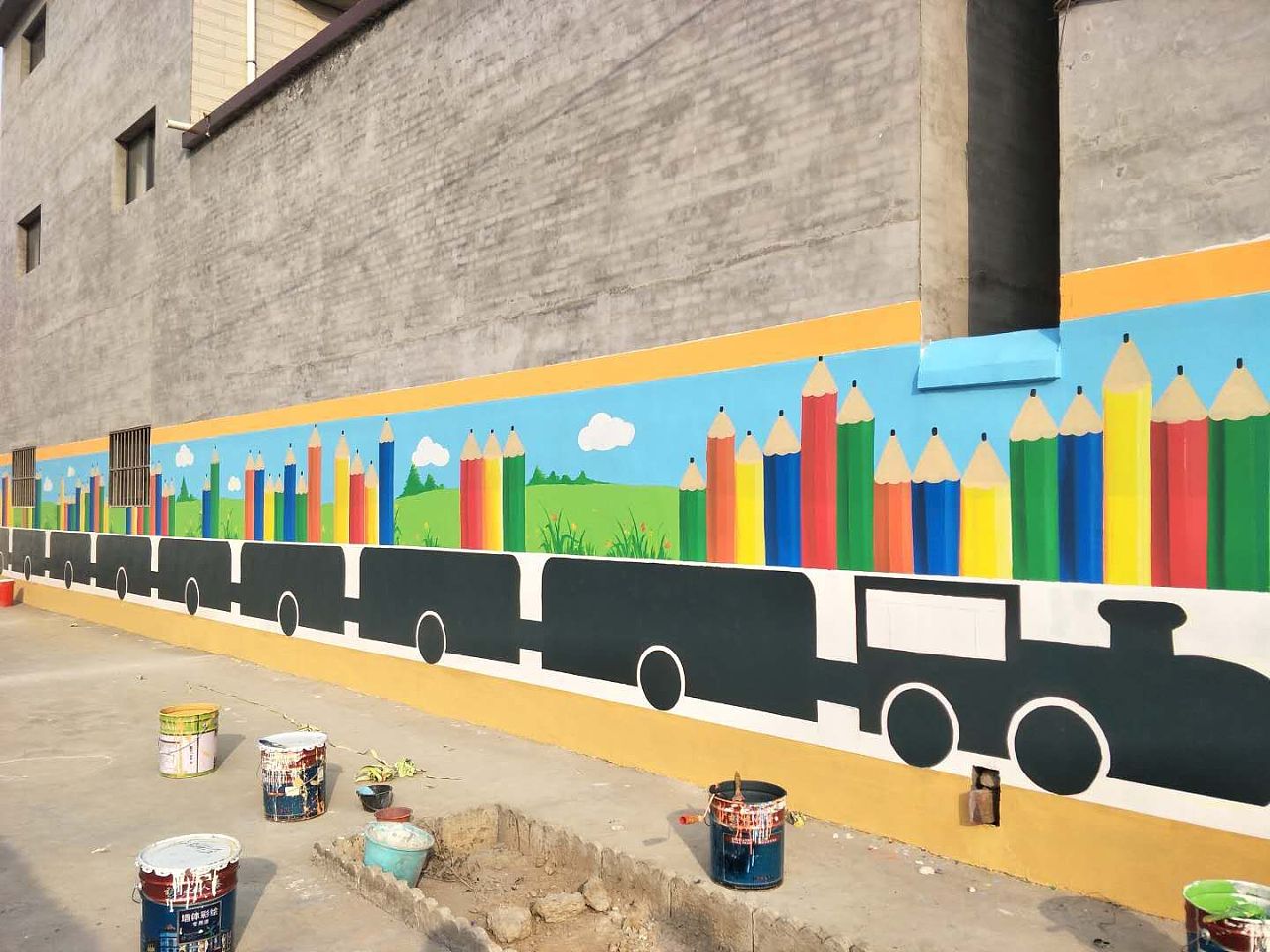 幼儿园围墙彩绘幼儿园外墙彩绘