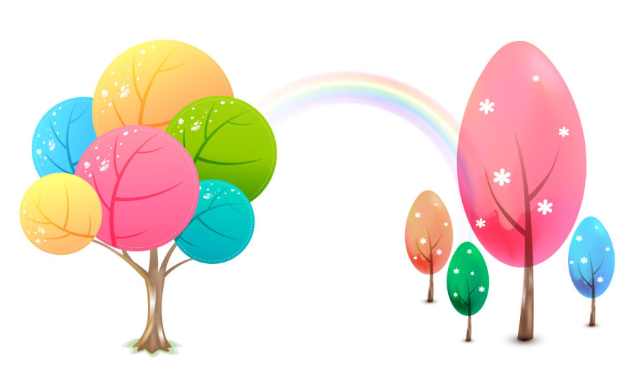 七彩卡通树|儿童插画|插画|ZH魔鱼 - 原创设计作