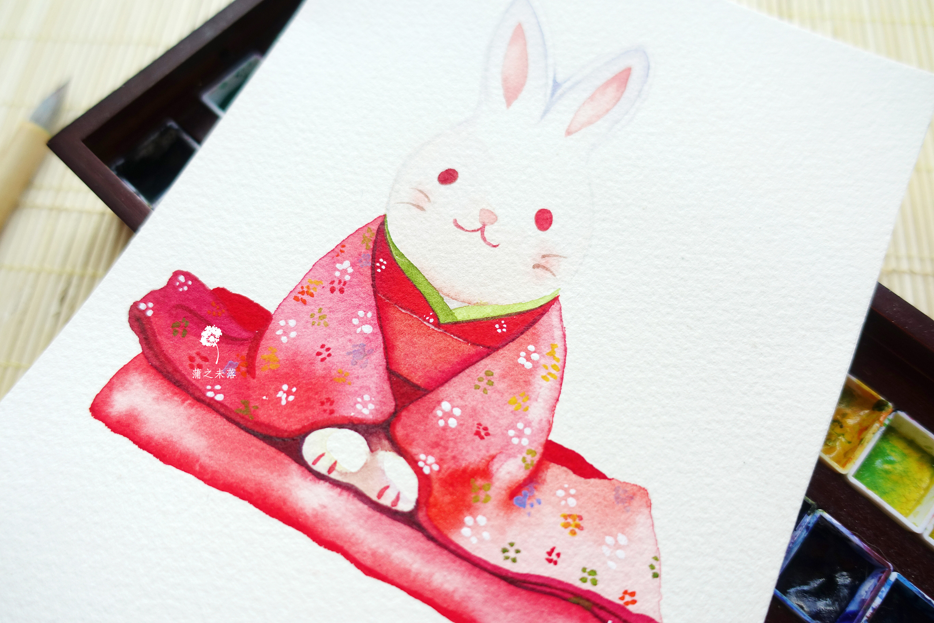 【从零学会画水彩《和风小兔子》动物篇vol.29