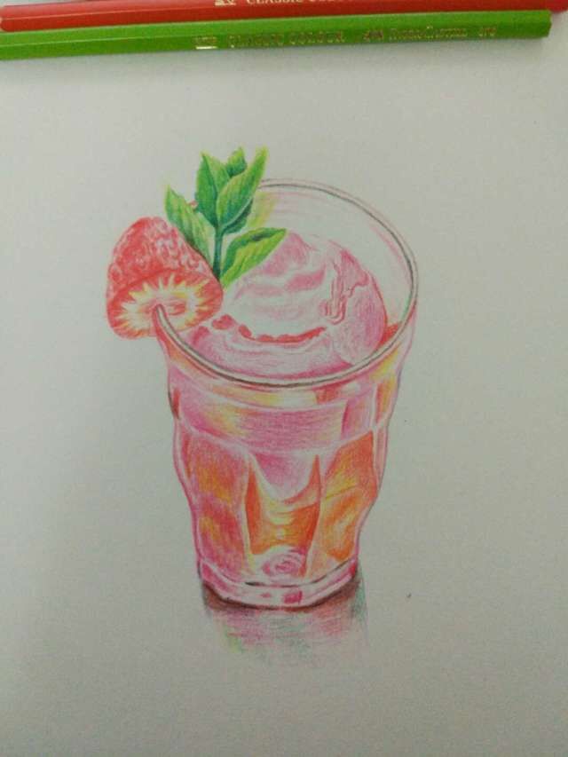 彩铅小练习-草莓薄荷冰饮|绘画习作|插画|sheng
