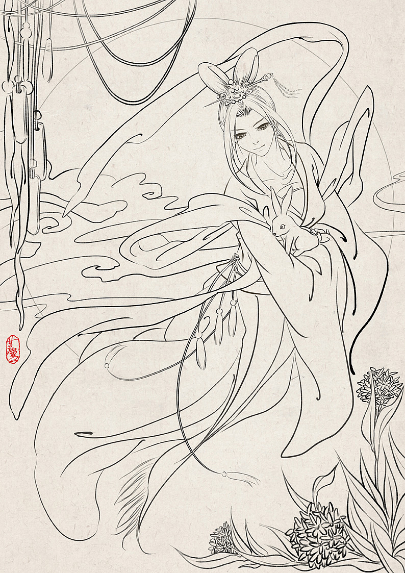 中国神话人物系列--嫦娥奔月|插画|商业插画|梦