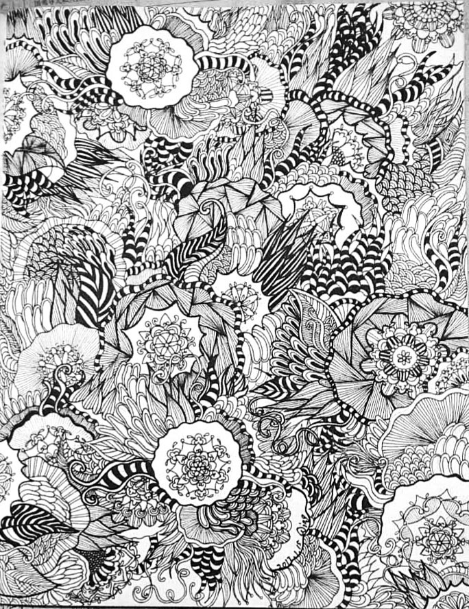 《花卉》黑白装饰画手绘全过程|插画|插画习作|筑梦ing - 原创作品 - 站酷 (ZCOOL)