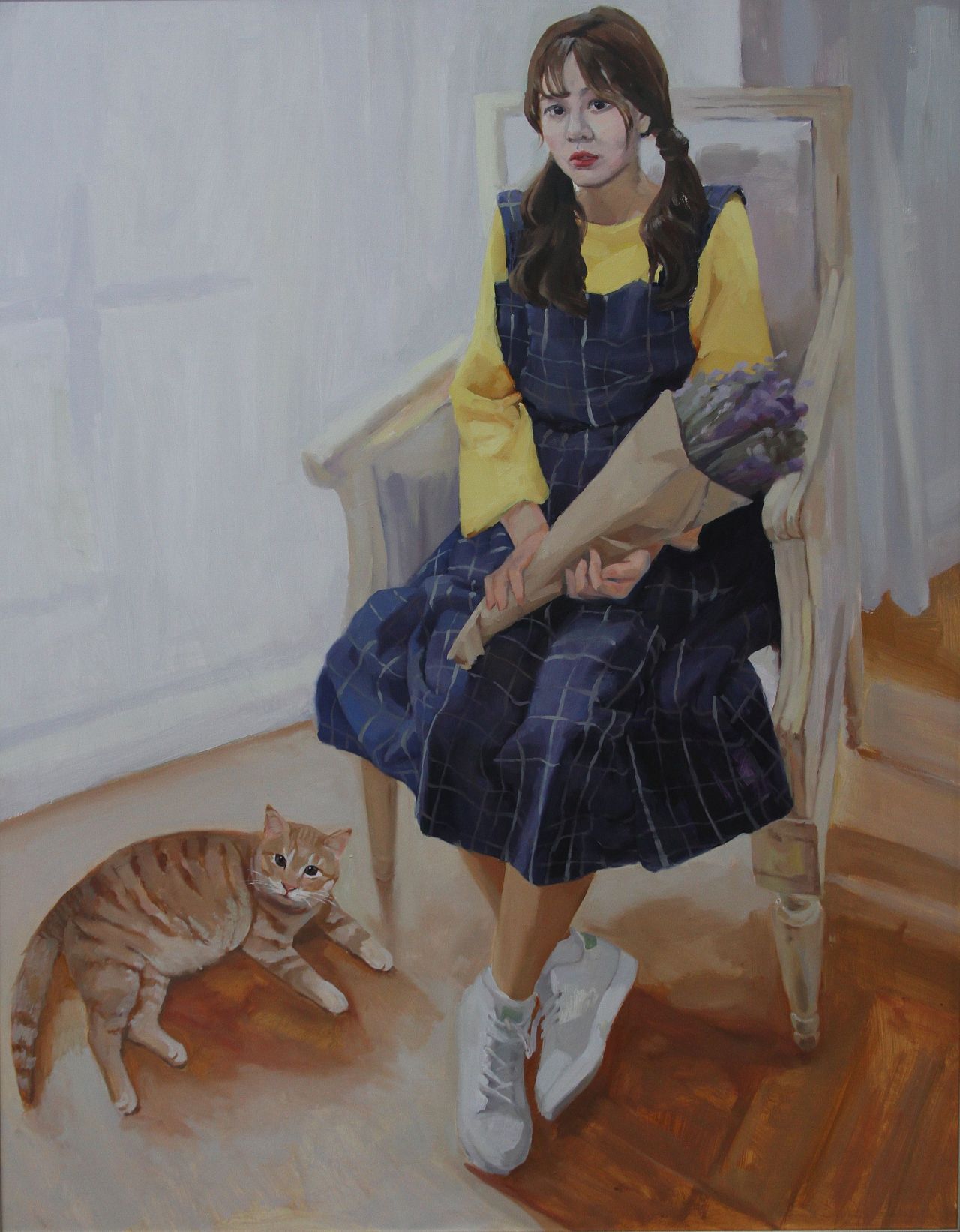 原创作品:《猫与少女》任少蕊 油画系 天津美术学院