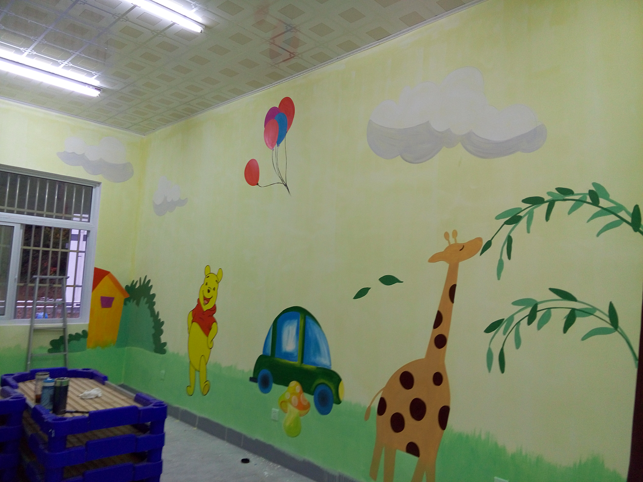 幼儿园墙画手绘手工