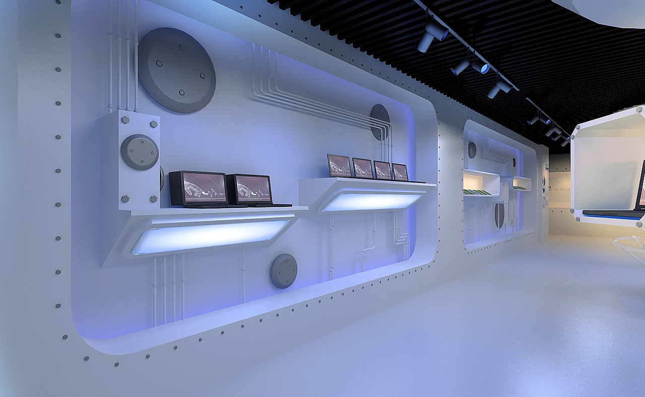 现代简约时尚科技展厅展馆3d效果图设计制作