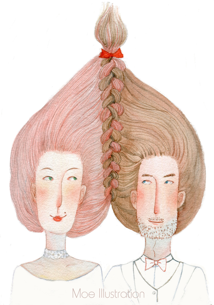 结发夫妻|绘画习作|插画|Moe陌一禾 - 原创设计