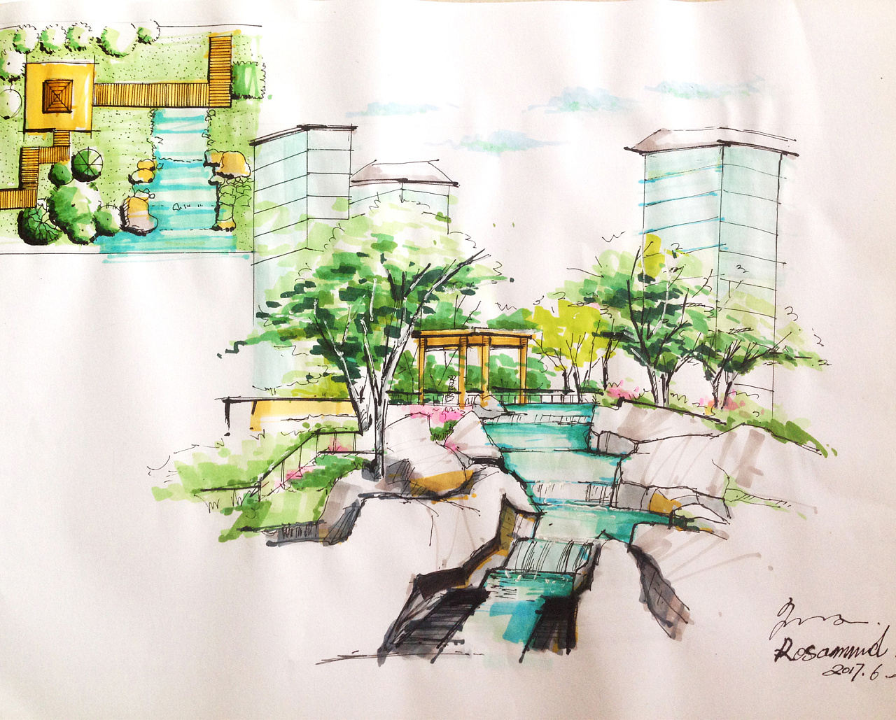 【马克笔建筑手绘,作者:罗莎蒙德】快速上色,习作。|空间|建筑设计|罗莎蒙德 - 原创作品 - 站酷 (ZCOOL)