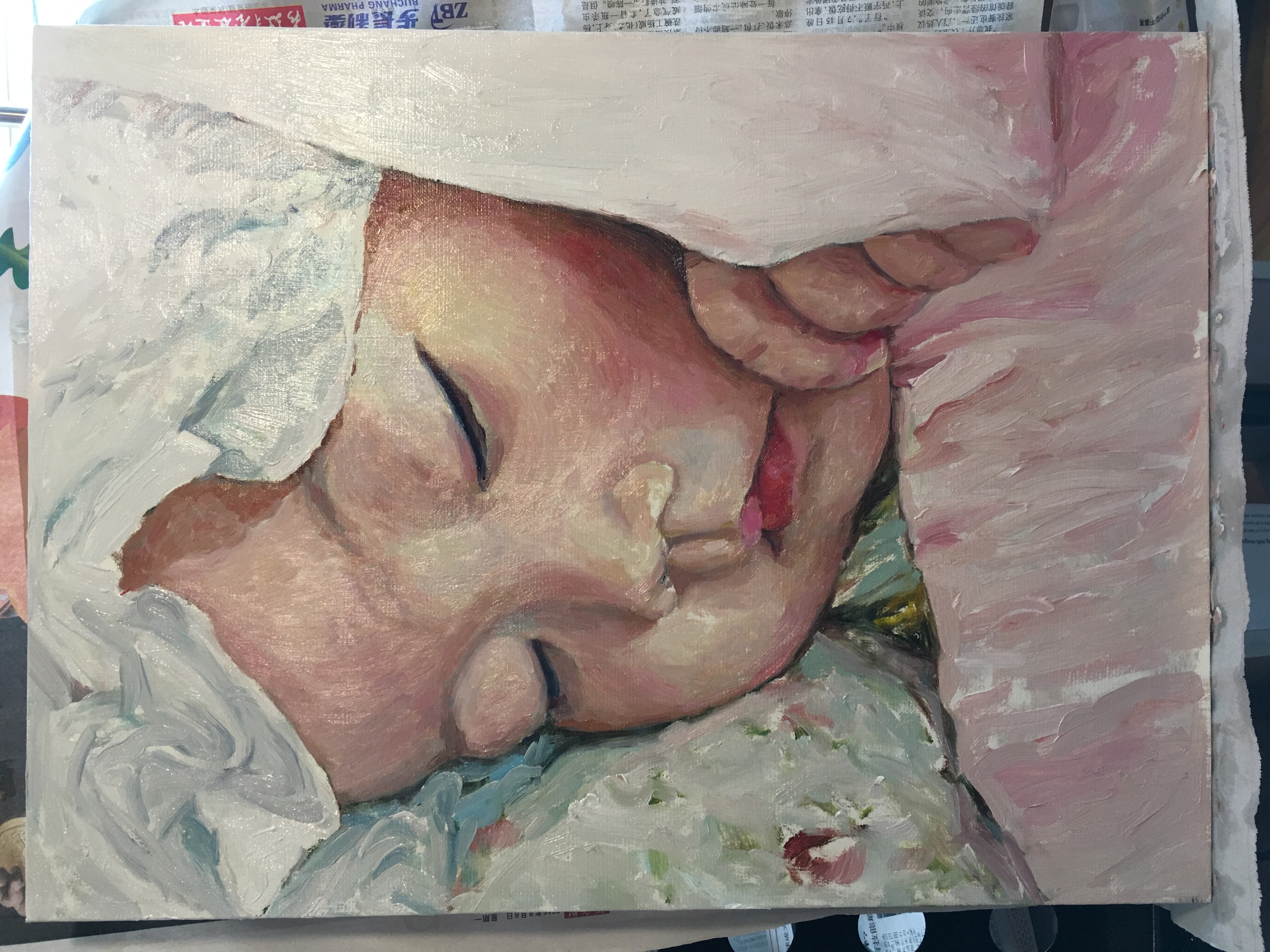 《熟睡的小孩》|纯艺术|油画|bossano丁云华 - 原创