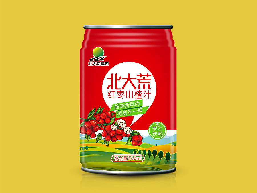红枣山楂汁饮料包装设计,易拉罐饮料包装设计