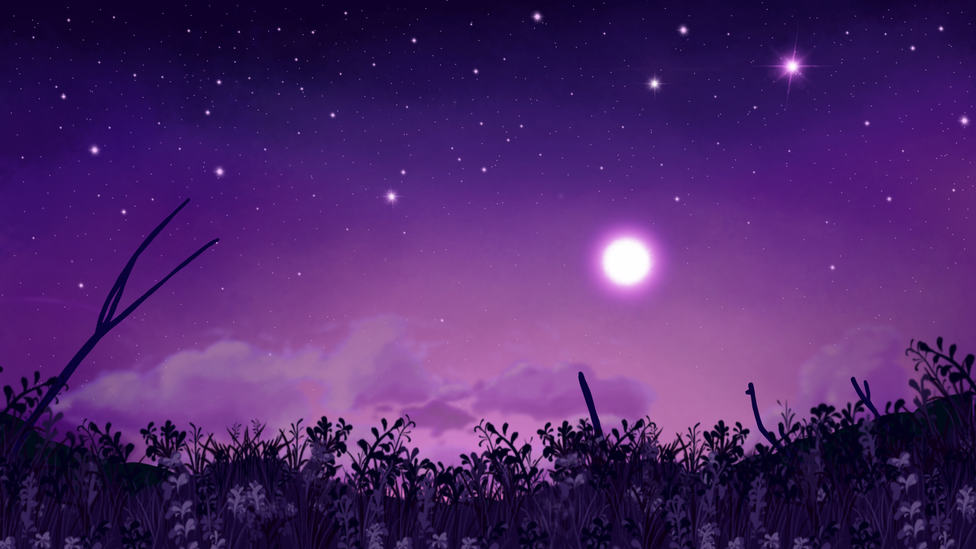晚安你好之满月那天的紫色星空