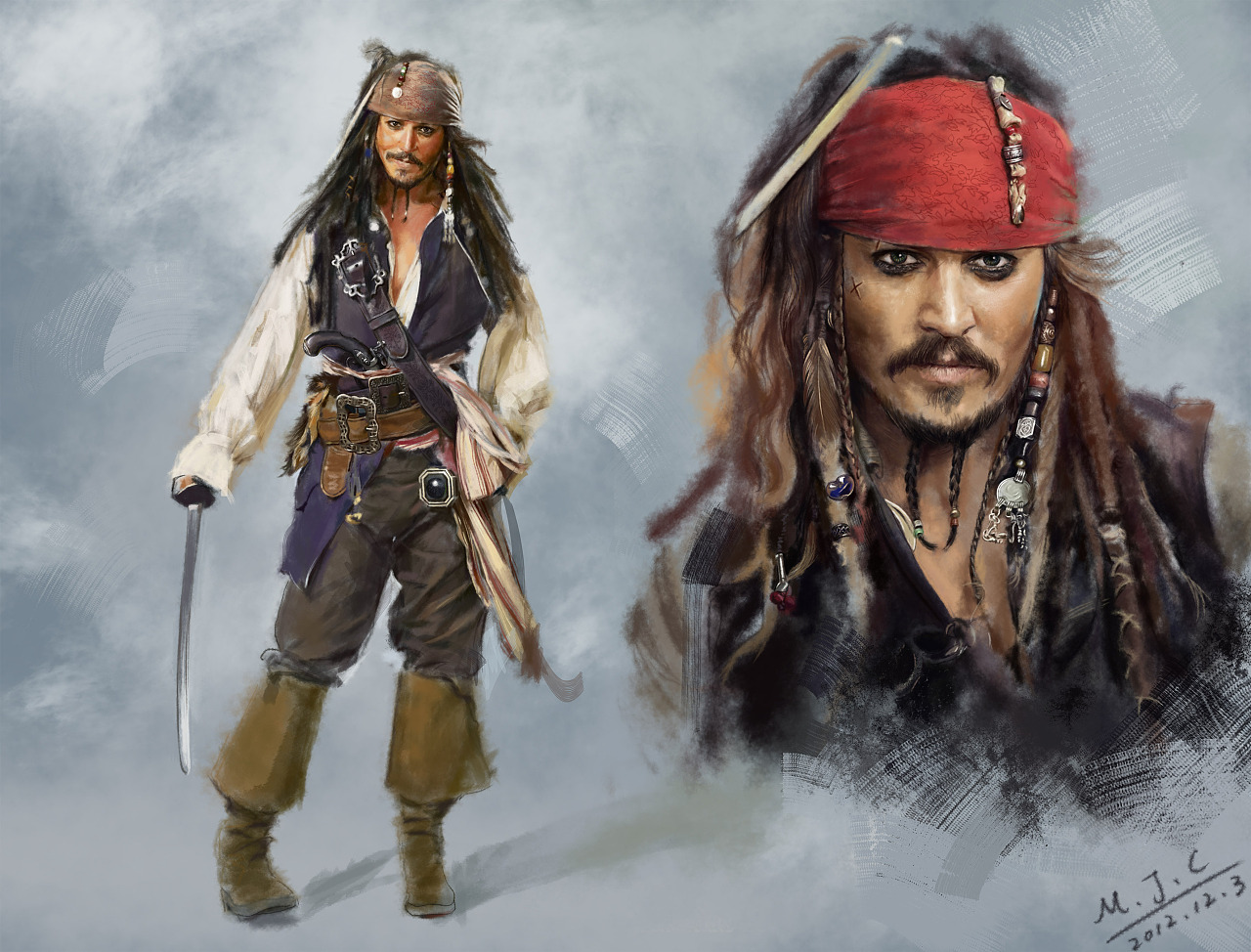 加勒比海盗--杰克船长|插画|商业插画|马骏驰09
