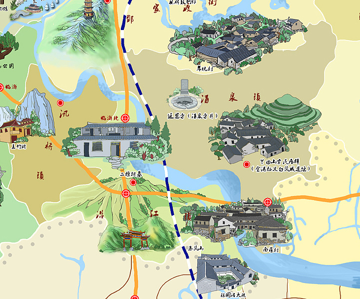 浙江省浙江临海市旅游手绘地图图片
