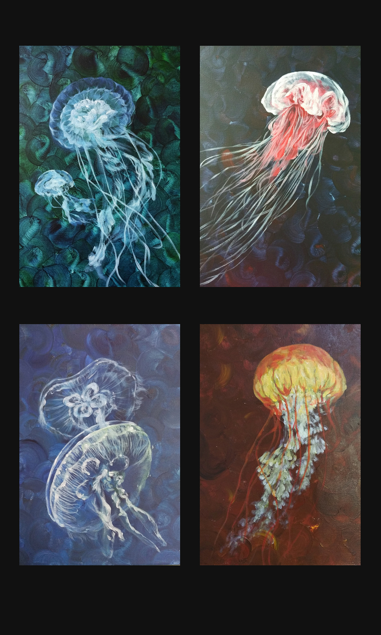 四色水母|纯艺术|油画|vivian_shi - 原创作品 - 站酷