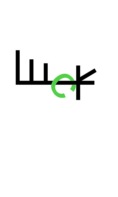 英文luck的变形,采用绿和黑,象征着自然而