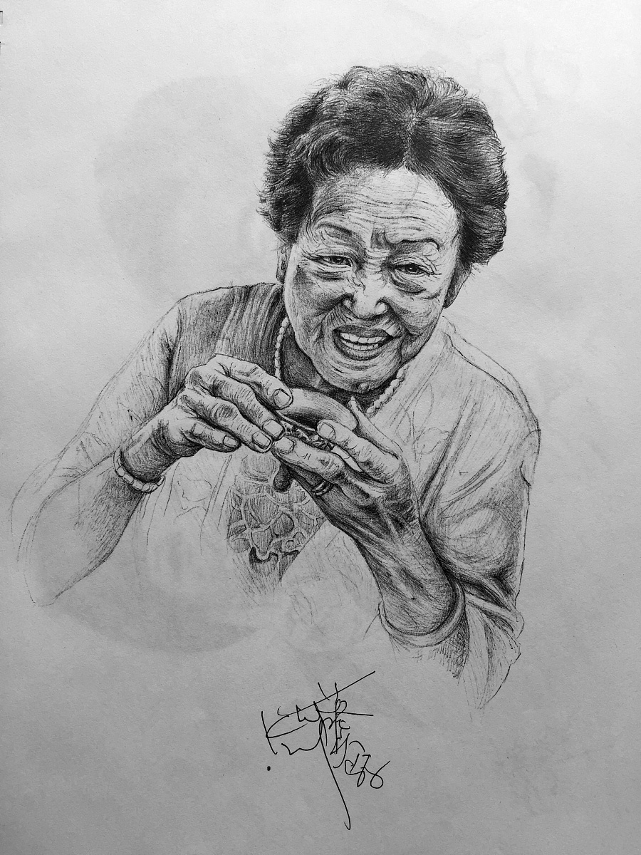 我的外婆|绘画习作|插画|LengChua - 原创设计作