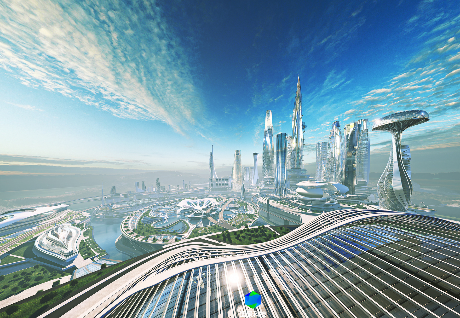 未来城市虚拟现实.白天版本初稿.虚幻引擎制作
