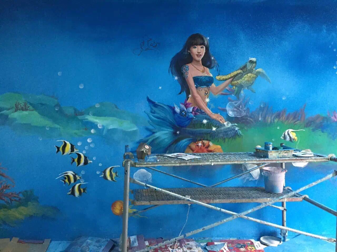 美人鱼-珠海创意墙绘|其他|墙绘/立体画|广州3d立体画