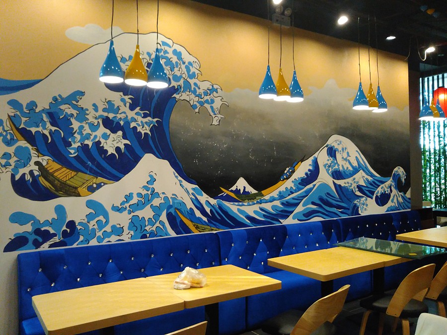 太原日本料理店手绘墙绘墙体彩绘。太原幼儿园