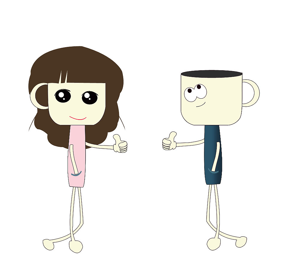 女孩动漫人物 卡通人物 杯子 故事人物初稿