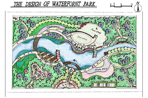 滨水公园方案手绘图